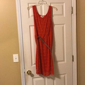 Orange Dress with Tan Belt